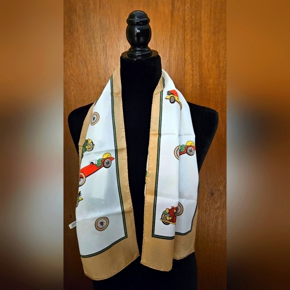 Vintage 1950's Automobile Oblong Scarf / bandana Made In Japan - Picture 2 of 3